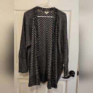 Avenue Black and White Striped Women's Sweater